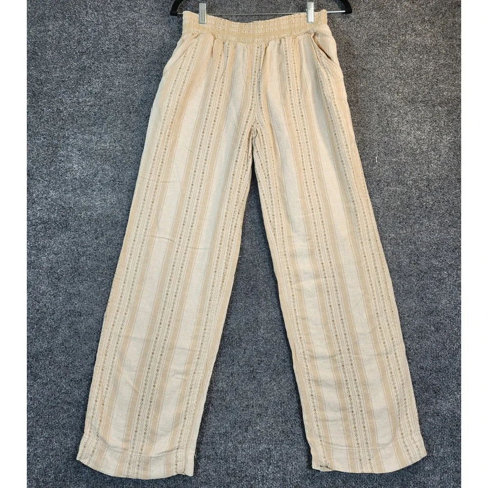 Briggs Women Linen Blend Coastal Grandma Boho Resort Wide Leg Pants Size S - Picture 1 of 7